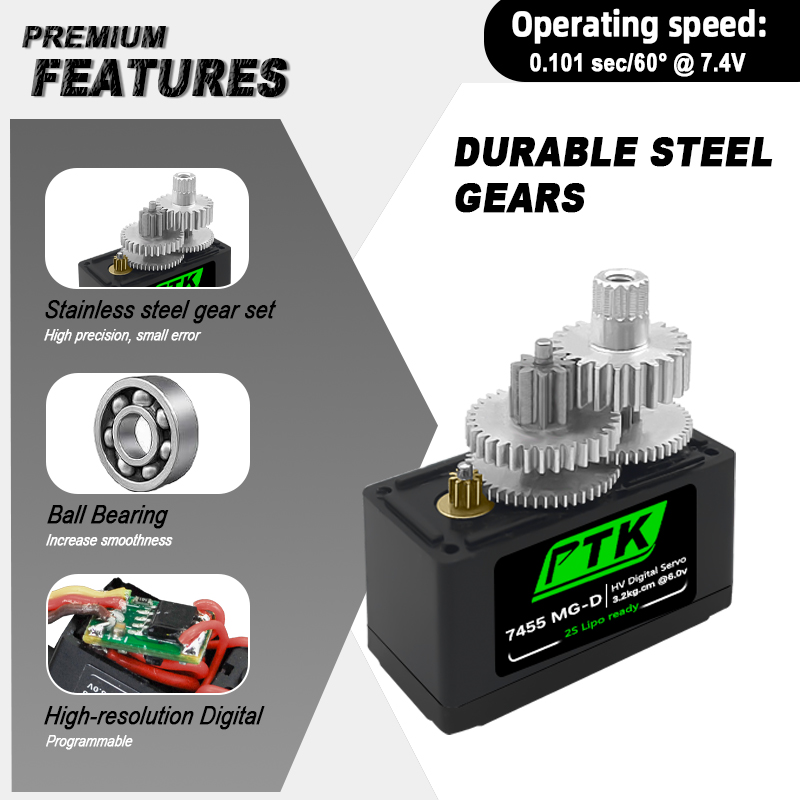 Servo digital PTK 7455MG-D de  - Drone Rc Aircraft reseña y precio