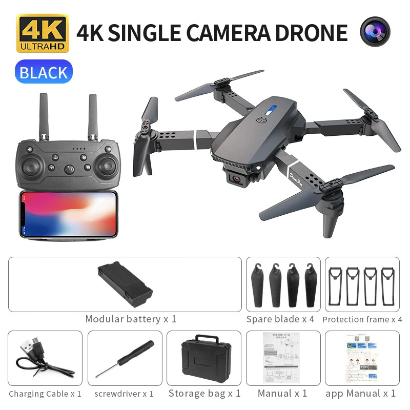 Dron plegable inteligente E88  - Rc Drone E88 reseña y precio