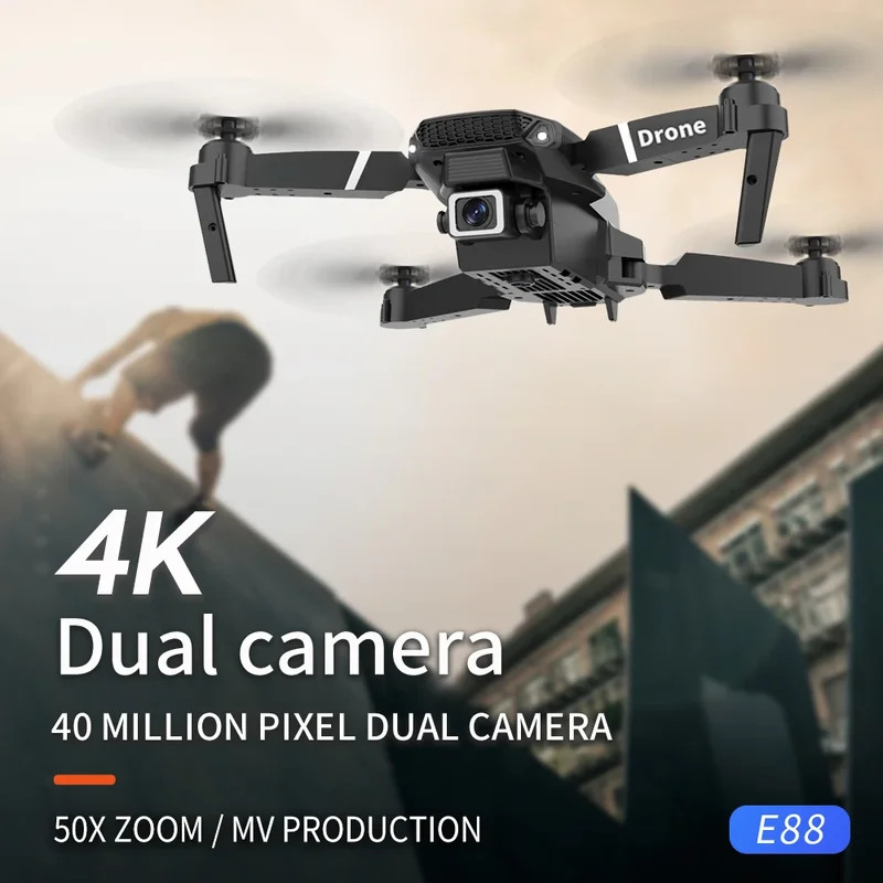 Dron plegable inteligente E88  - Rc Drone E88 reseña y precio