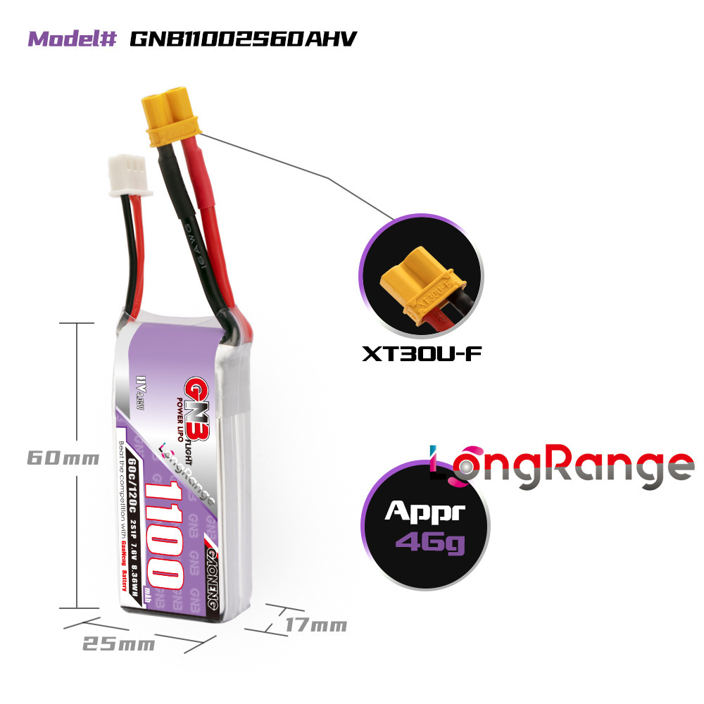 GNB 1100mAh 2S 3S 4S 6S 60C/12 - Drone Rc Race reseña y precio