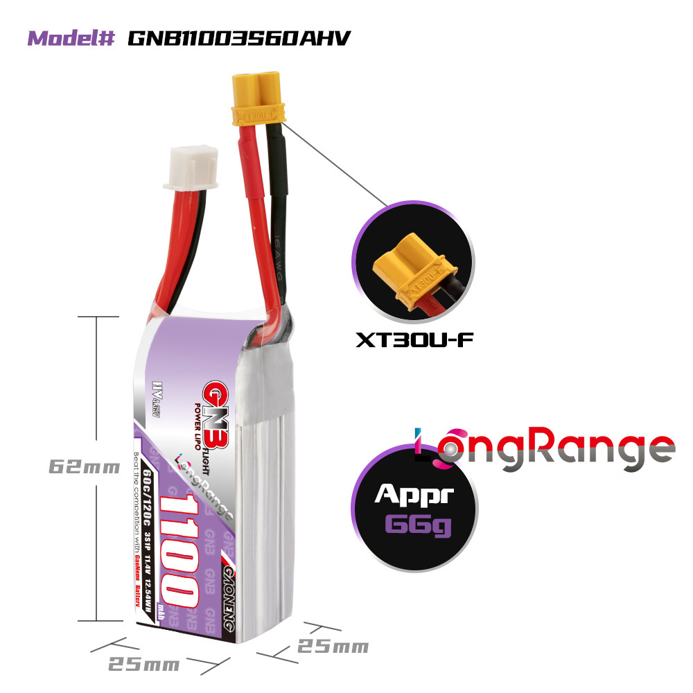 GNB 1100mAh 2S 3S 4S 6S 60C/12 - Drone Rc Race reseña y precio
